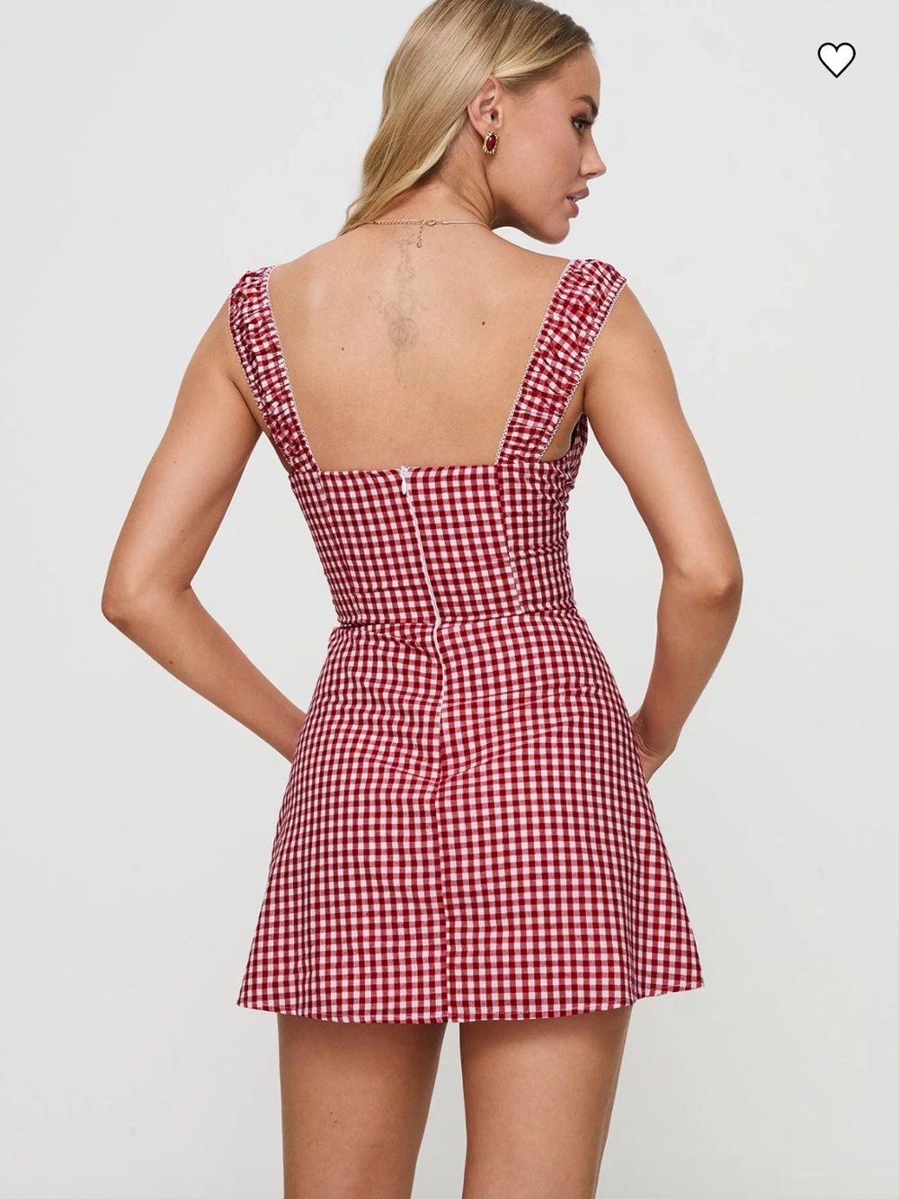 Princess Polly Women’s 6P Petite Faubert Mini Dress Red Gingham - Picture 7 of 12